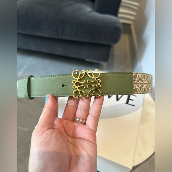 Loewe Canvas Belt Anagram Green Cotton-Blend and Leather Size 85 or EUR 36 - Picture 6 of 13